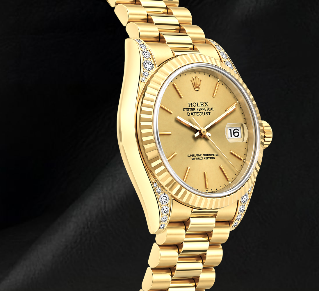 Rolex Datejust 69178 Champagner-Zifferblatt 26 mm President-Armband 18 Karat Gelbgold Uhr