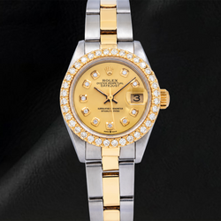 Rolex Datejust 6917 26 mm Champagner-Diamantzifferblatt Bicolor Oyster-Armband Uhr