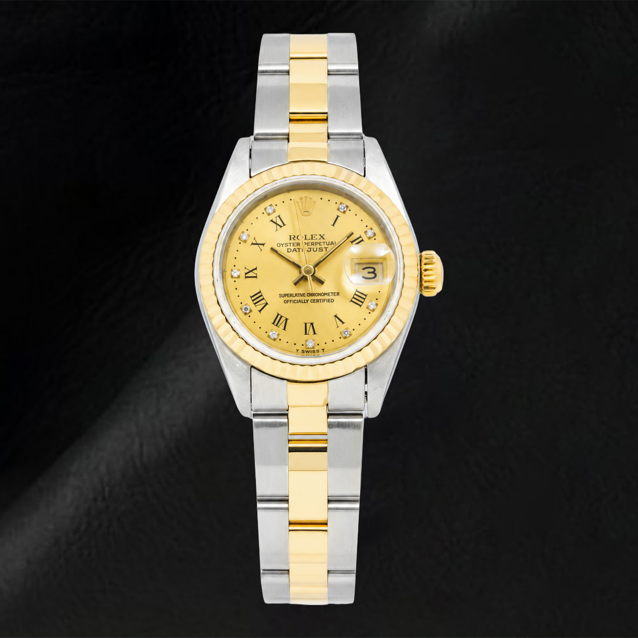 Rolex Datejust 6917 26 mm Champagnerfarbenes römisches Diamantzifferblatt Bicolor Oyster-Armband Uhr