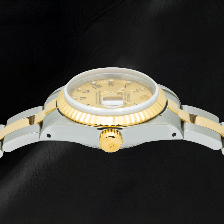 Rolex Datejust 6917 26 mm Champagnerfarbenes römisches Diamantzifferblatt Bicolor Oyster-Armband Uhr