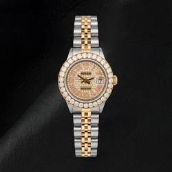 Rolex Datejust 6917 26 mm Bicolor Uhr mit Pavé-Diamantzifferblatt und römischen Ziffern