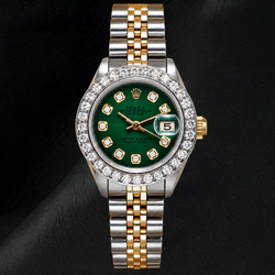 Rolex Datejust 6917 26 mm Grünes Diamantzifferblatt Bicolor Jubilé-Armband Uhr