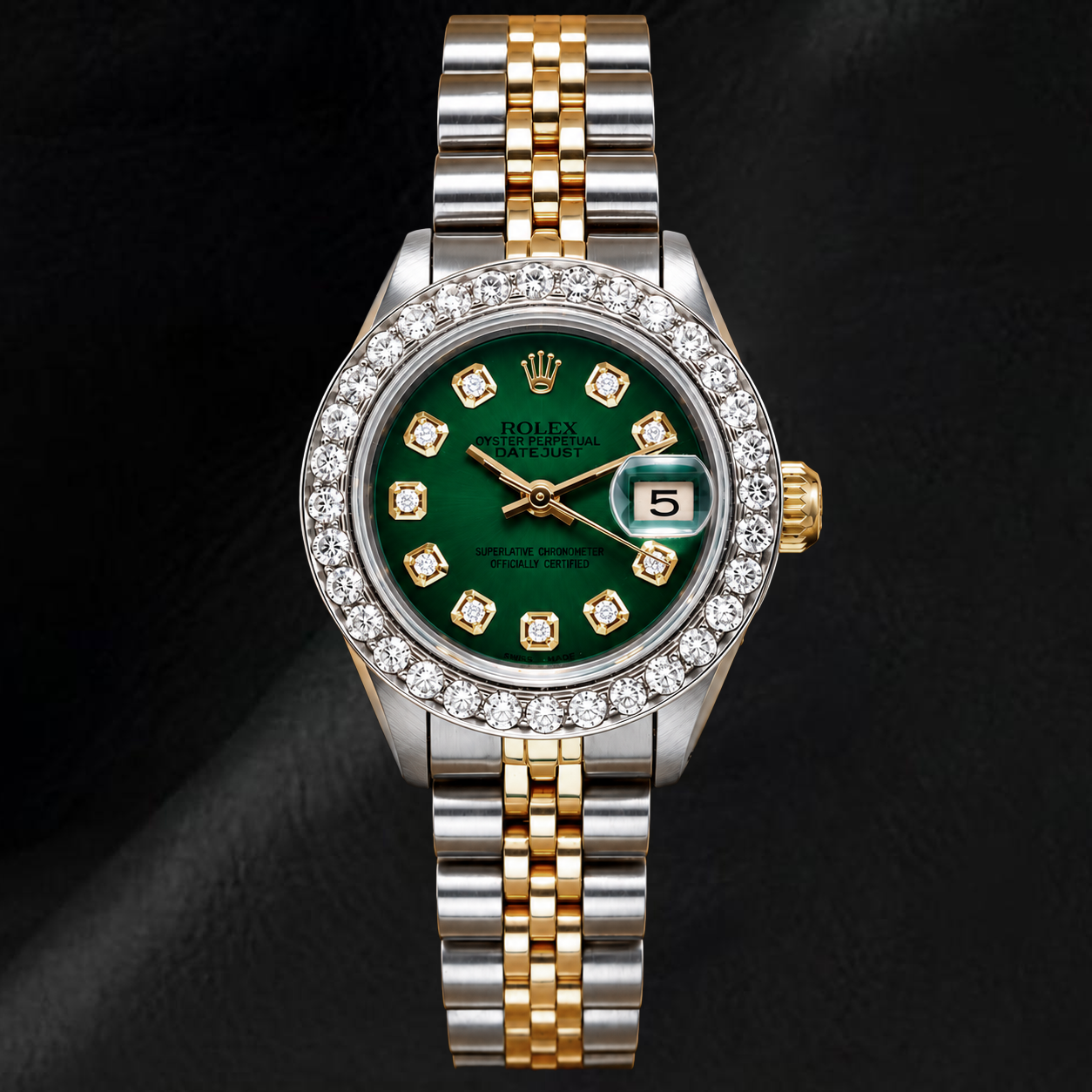 Rolex Datejust 6917 26 mm Grünes Diamantzifferblatt Bicolor Jubilé-Armband Uhr