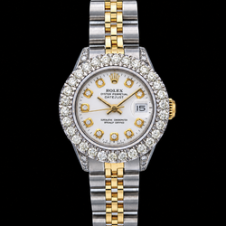 Rolex Datejust 6917 26 mm Bicolor-Uhr Weißes Diamantzifferblatt Jubilé-Armband