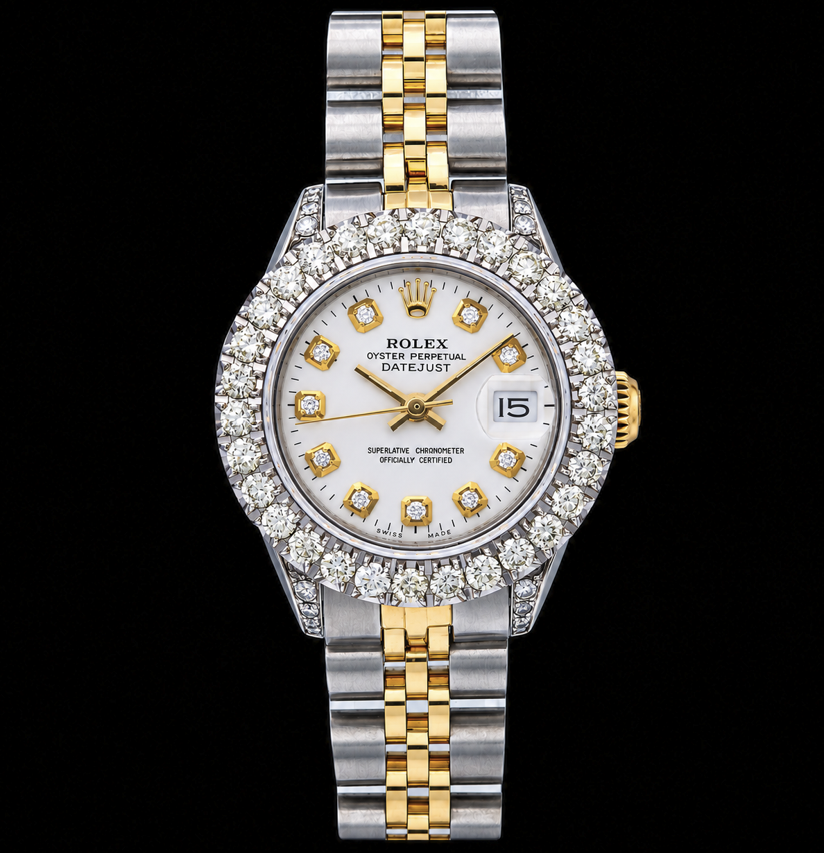 Rolex Datejust 6917 26 mm Bicolor-Uhr Weißes Diamantzifferblatt Jubilé-Armband