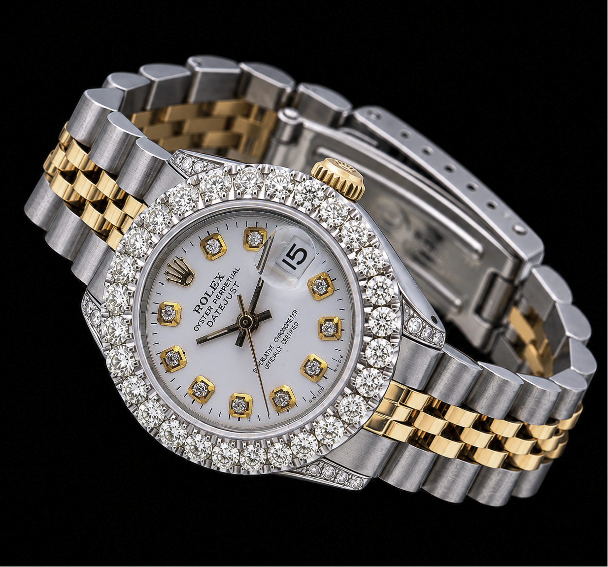 Rolex Datejust 6917 26 mm Bicolor-Uhr Weißes Diamantzifferblatt Jubilé-Armband