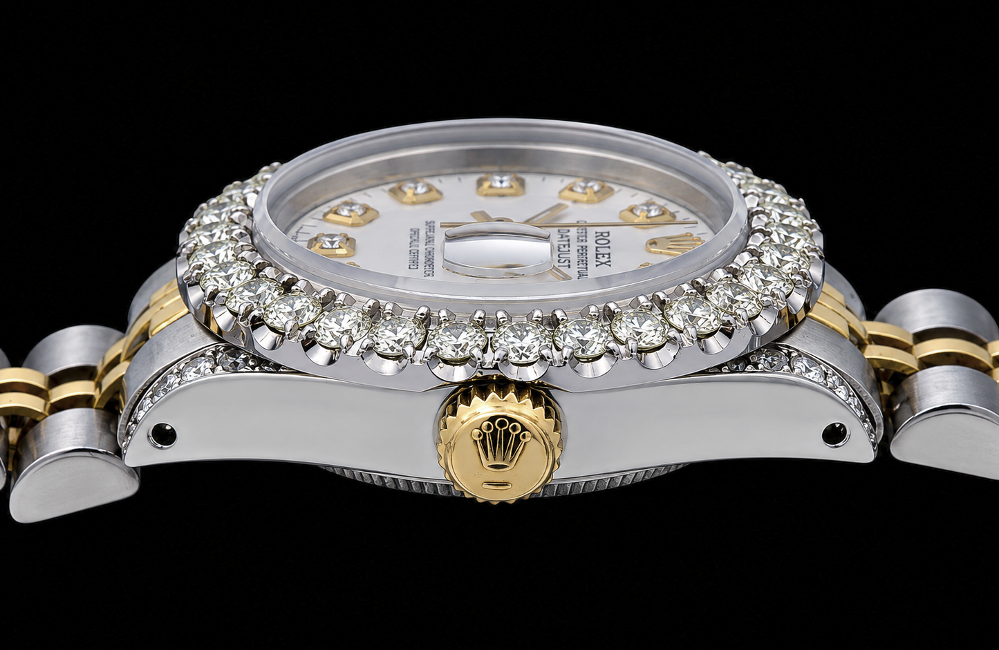 Rolex Datejust 6917 26 mm Bicolor-Uhr Weißes Diamantzifferblatt Jubilé-Armband