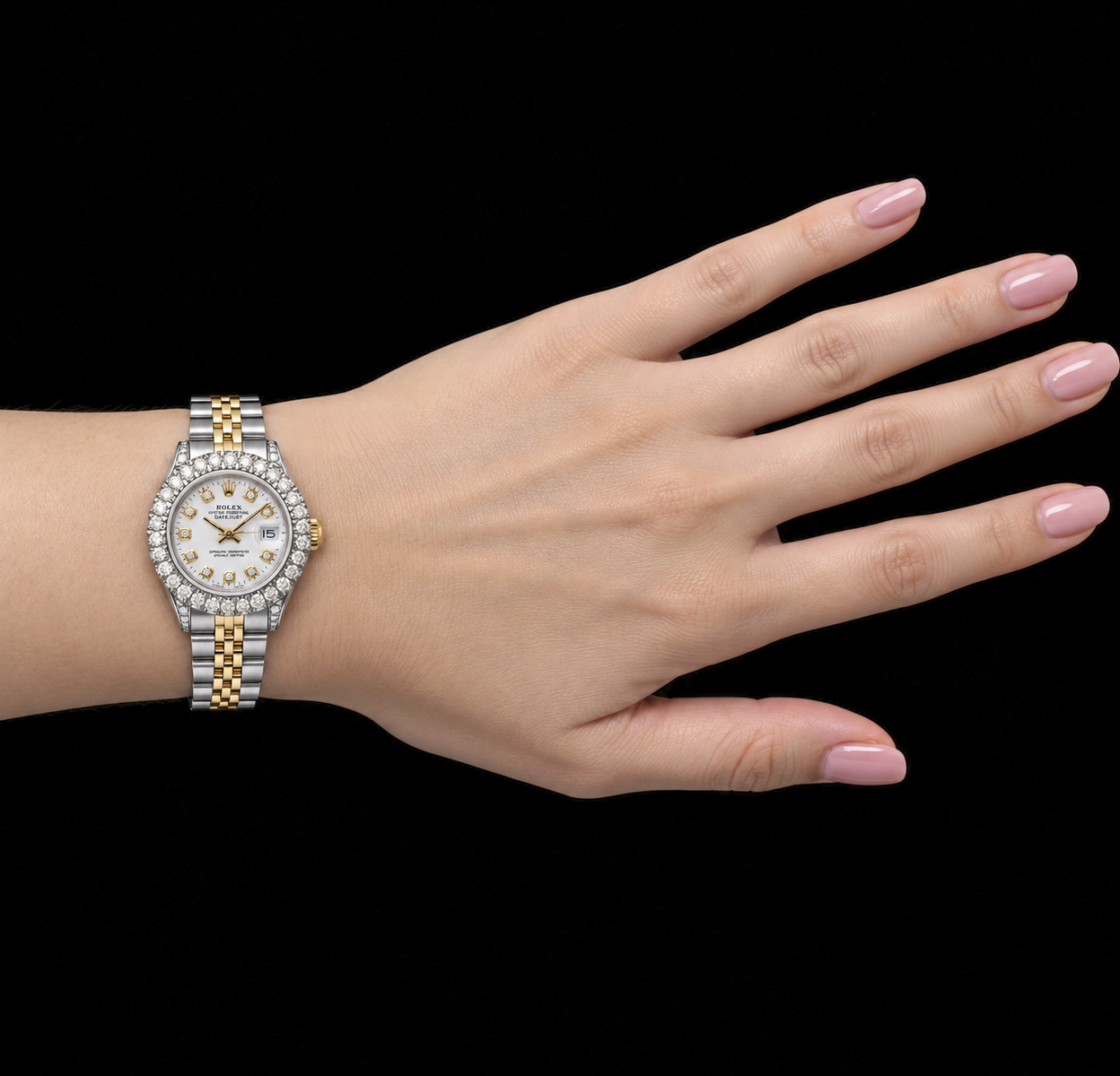 Rolex Datejust 6917 26 mm Bicolor-Uhr Weißes Diamantzifferblatt Jubilé-Armband