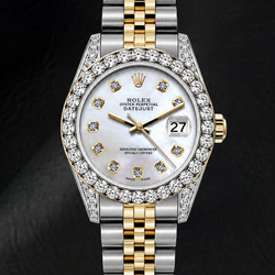 Rolex Datejust 6917 26 mm Bicolor Uhr mit weißem Perlmutt-Diamantzifferblatt