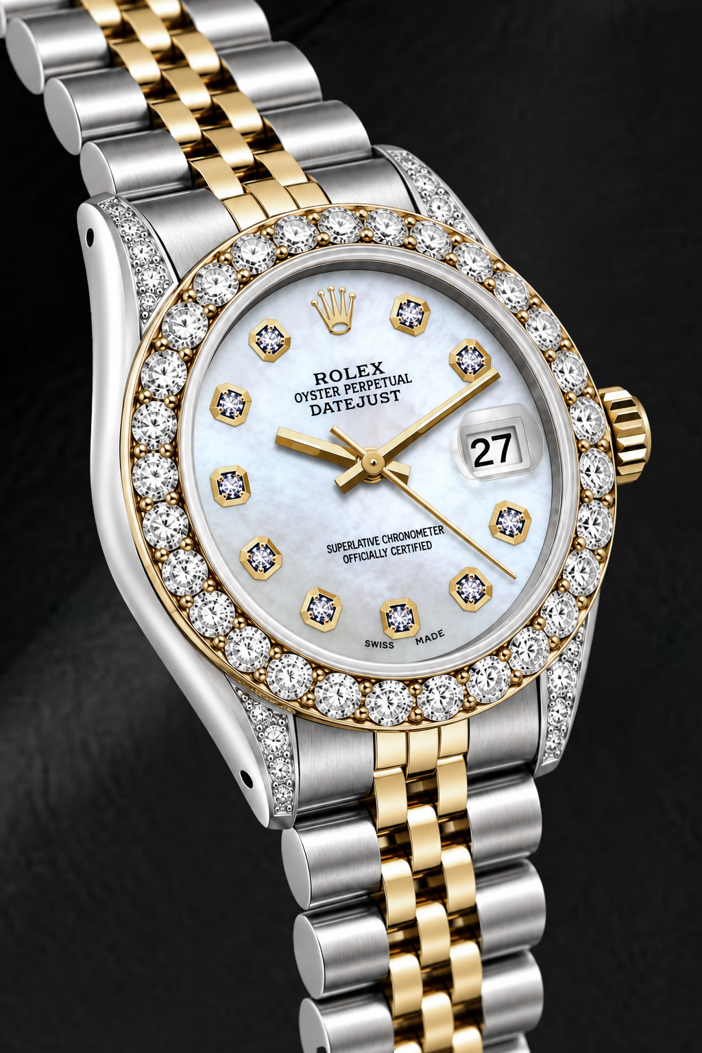 Rolex Datejust 6917 26 mm Bicolor Uhr mit weißem Perlmutt-Diamantzifferblatt