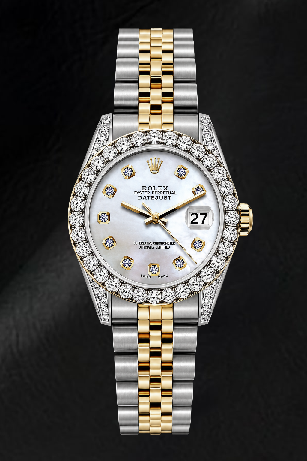 Rolex Datejust 6917 26 mm Bicolor Uhr mit weißem Perlmutt-Diamantzifferblatt