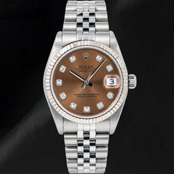 Rolex Datejust 78274 31 mm braunes Diamantzifferblatt Edelstahl Jubilé-Armband Uhr