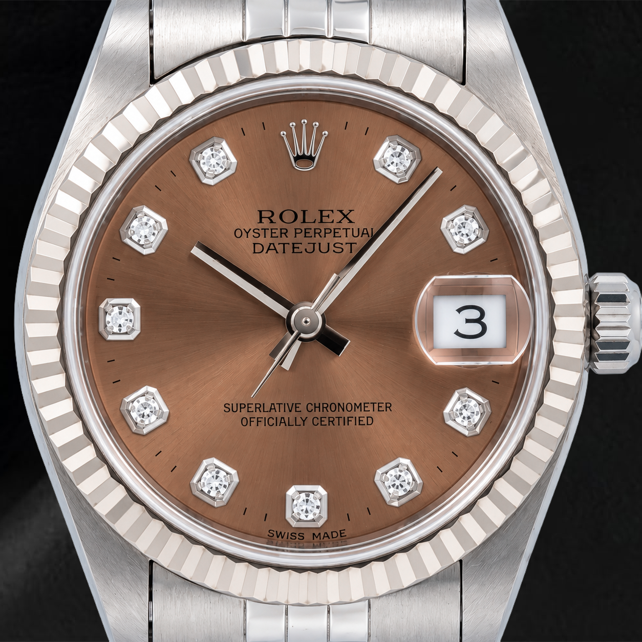 Rolex Datejust 78274 31 mm braunes Diamantzifferblatt Edelstahl Jubilé-Armband Uhr