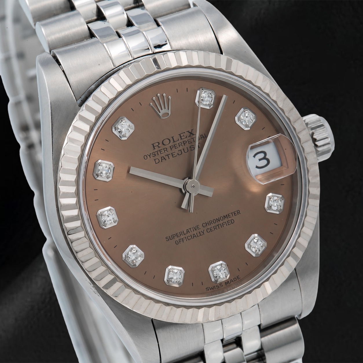 Rolex Datejust 78274 31 mm braunes Diamantzifferblatt Edelstahl Jubilé-Armband Uhr