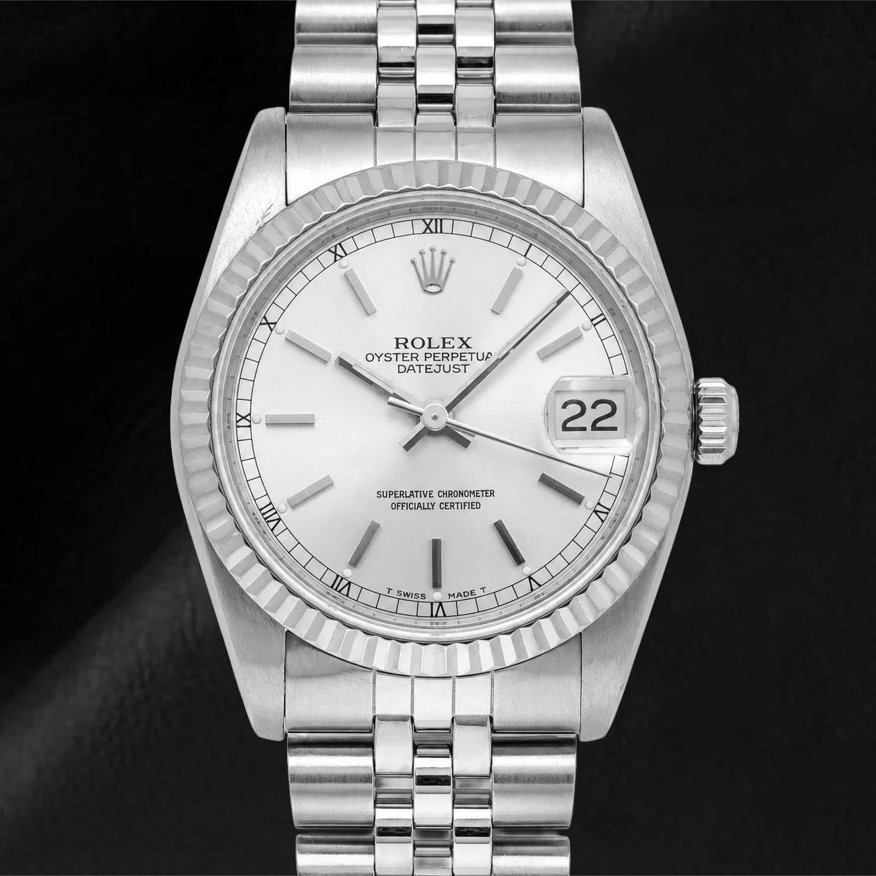 Rolex Datejust 78274 31 mm Silbernes Zifferblatt mit Stabindizes Edelstahl Jubilé-Armband Uhr