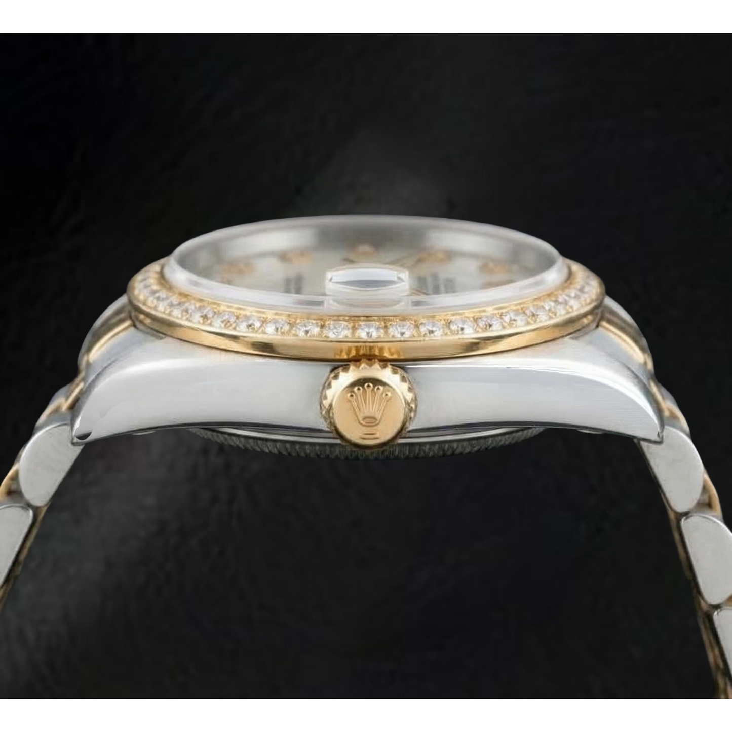 Rolex Datejust, Baujahr 2000, weißes Perlmuttzifferblatt mit Diamanten, 31 mm, zweifarbige Uhr