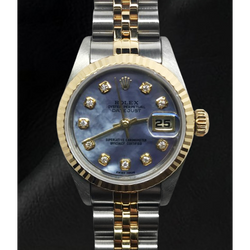 Rolex Datejust Baujahr 2001, graues Perlmutt-Diamant-Zifferblatt, zweifarbig, 26 mm