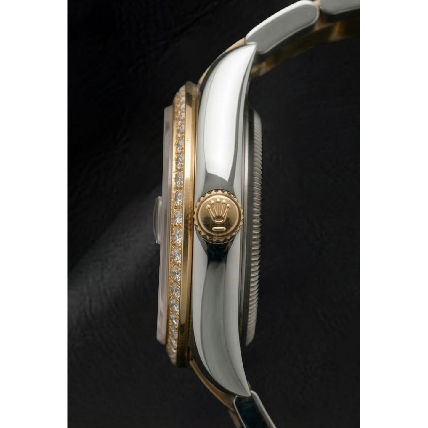 Rolex Datejust, Baujahr 2011, weißes Perlmuttzifferblatt mit Diamanten, Diamantlünette, 31 mm, zweifarbige Uhr