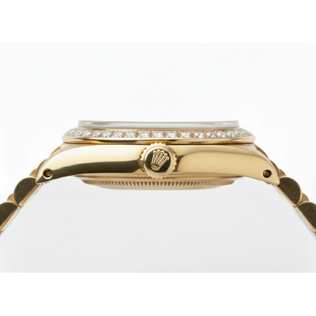 Rolex Datejust Betrachten Präsidentenstil Armband Graues römisches Zifferblatt Gelbgold Damen