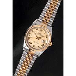 Rolex Datejust Champagner-Armbanduhr mit römischem Zifferblatt, 36 mm, zweifarbig
