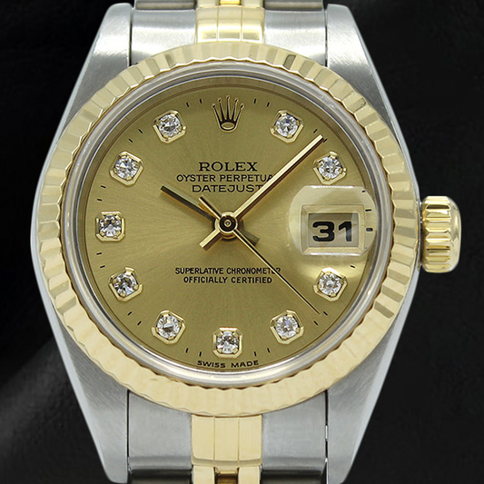 Rolex Datejust Champagner Diamant Zifferblatt 26 mm Jahr 2001 Zweifarbige Uhr