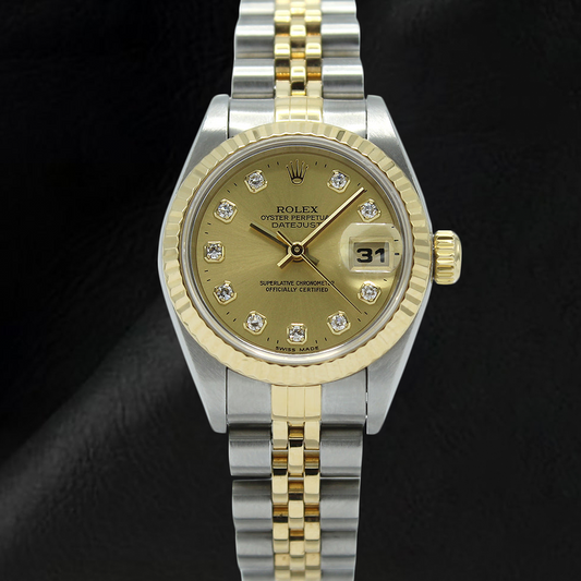 Rolex Datejust Champagner Diamant Zifferblatt 26 mm Jahr 2001 Zweifarbige Uhr