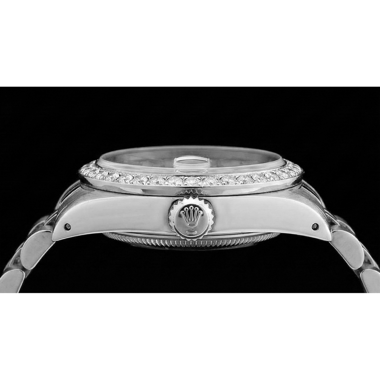 Rolex Datejust Damenuhr, Edelstahl, Diamantlünette, Weiß