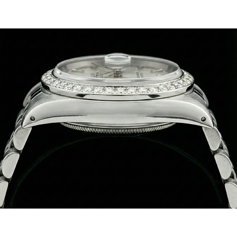 Rolex Datejust Damenuhr, Edelstahl, Diamantlünette, Weiß