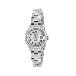 Rolex Datejust Damenuhr, Volldiamantarmband, 12 Karat