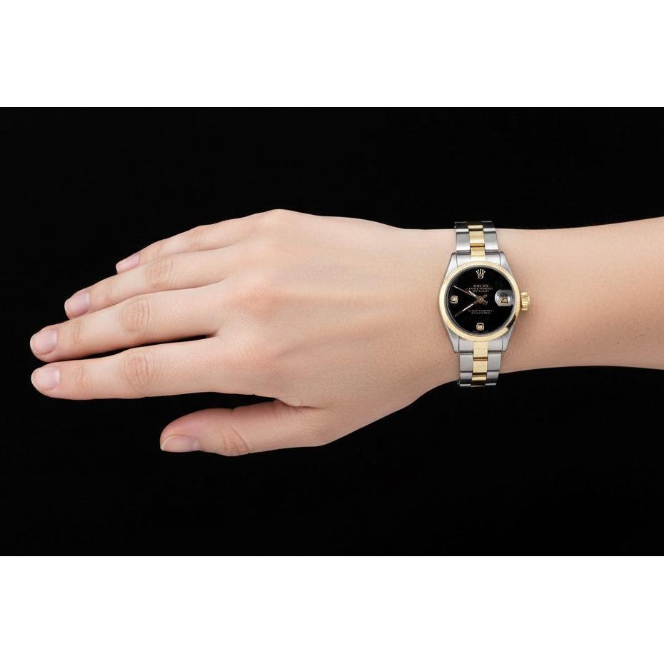 Rolex Datejust Damenuhr, arabisches Diamant-Zifferblatt, zweifarbig, Oyster P2
