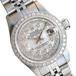 Rolex Datejust Damenuhr aus Edelstahl mit Diamant-Zifferblatt und Lünette
