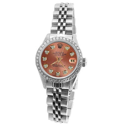 Rolex Datejust Damenuhr mit Diamant-Zifferblatt und Lünette, Jubiläums-Edelstahlarmband