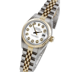 Rolex Datejust Damenuhr mit Diamantlünette und goldenem Jubiläumsarmband