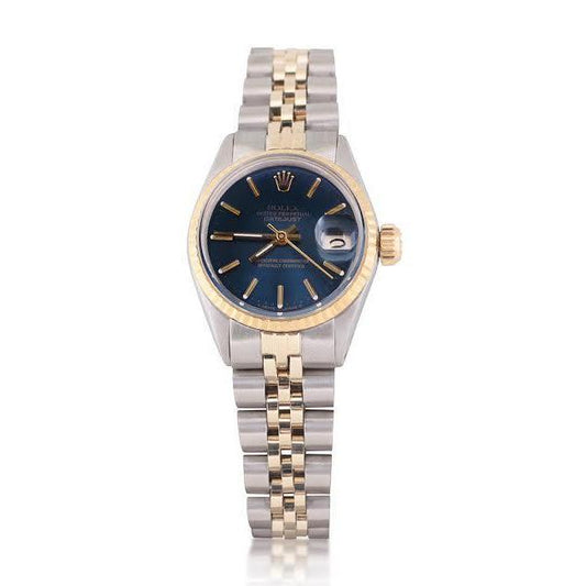 Rolex Datejust Damenuhr mit geriffelter Lünette, Jubilee-Armband, Edelstahl und Gold