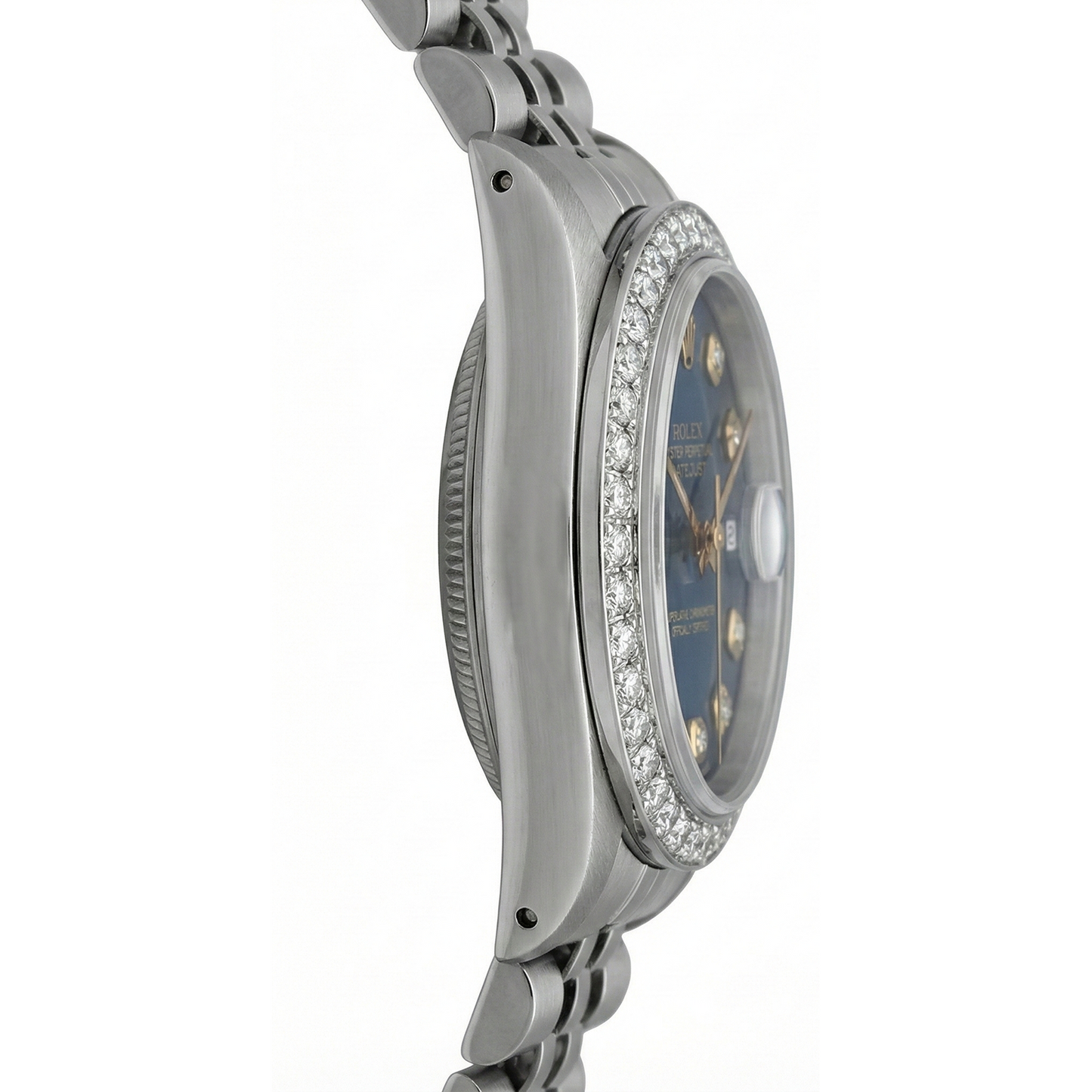 Rolex Datejust Damenuhr, schwarzes Zifferblatt, Lünette, Edelstahl-Jubiläumsarmband