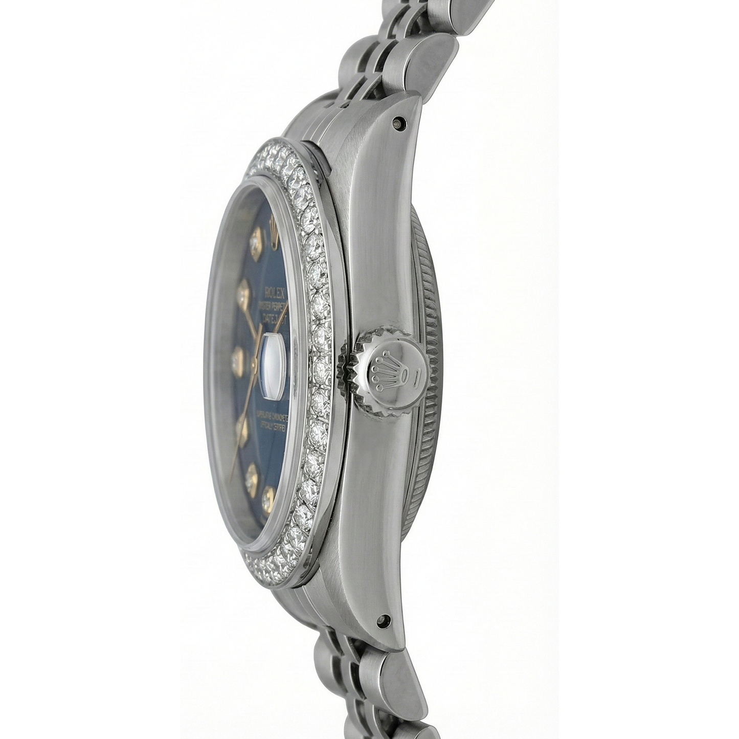 Rolex Datejust Damenuhr, schwarzes Zifferblatt, Lünette, Edelstahl-Jubiläumsarmband