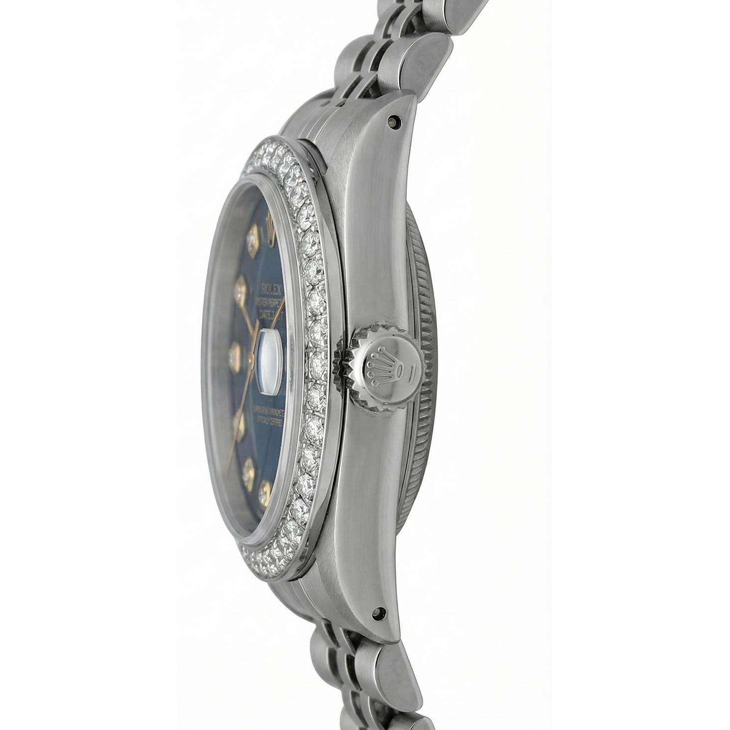 Rolex Datejust Damenuhr, schwarzes Zifferblatt, Lünette, Edelstahl-Jubiläumsarmband