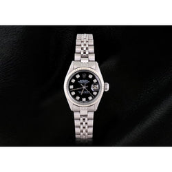 Rolex Datejust Diamant-Zifferblatt, geriffelte Lünette, Damenuhr Edelstahl Jubilee