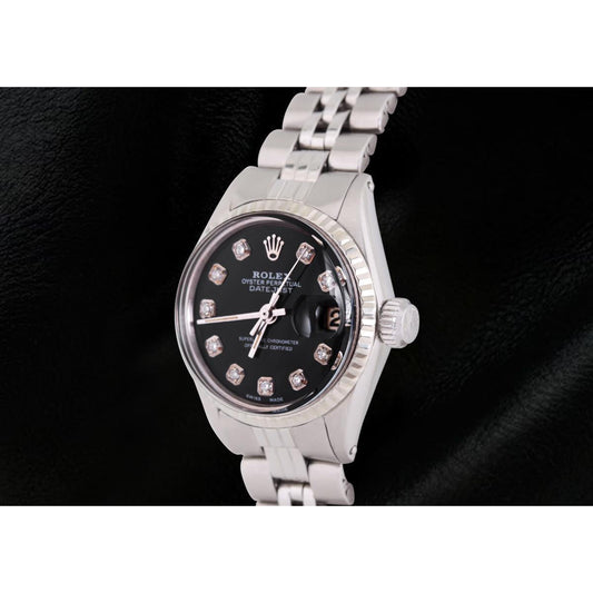 Rolex Datejust Diamant-Zifferblatt, geriffelte Lünette, Damenuhr Edelstahl Jubilee1