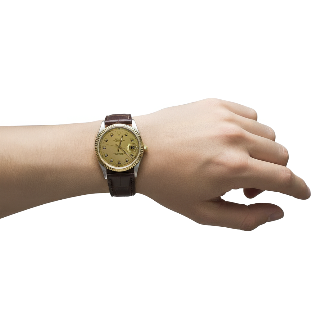 Rolex Datejust Diamant Zifferblatt Geriffelter Lünettenton Männer Betrachten SCHNELLES EINSTELLEN