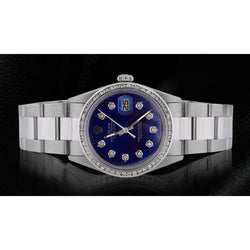 Rolex Datejust Edelstahl Oyster Armband Herrenuhr Blau Diamant Zifferblatt Lünette SCHNELLES EINSTELLEN