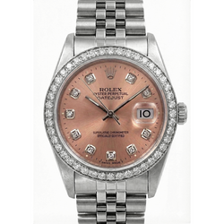 Rolex Datejust Edelstahl Uhr Rosa Zifferblatt Mittelgroße Rolex Rosa Zifferblatt Edelstahl