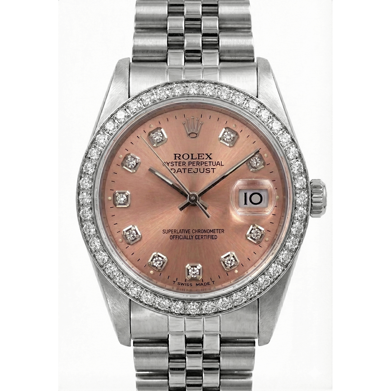 Rolex Datejust Edelstahl Uhr Rosa Zifferblatt Mittelgroße Rolex Rosa Zifferblatt Edelstahl