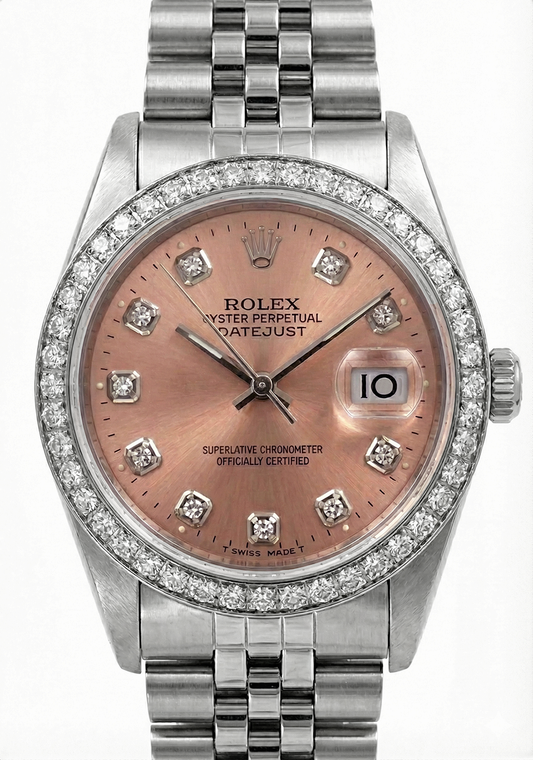 Rolex Datejust Edelstahl Uhr Rosa Zifferblatt Mittelgroße Rolex Rosa Zifferblatt Edelstahl