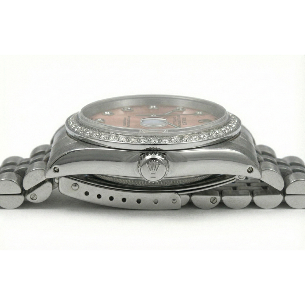 Rolex Datejust Edelstahl Uhr Rosa Zifferblatt Mittelgroße Rolex Rosa Zifferblatt Edelstahl