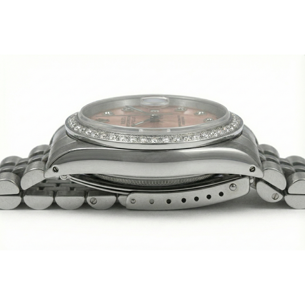 Rolex Datejust Edelstahl Uhr Rosa Zifferblatt Mittelgroße Rolex Rosa Zifferblatt Edelstahl