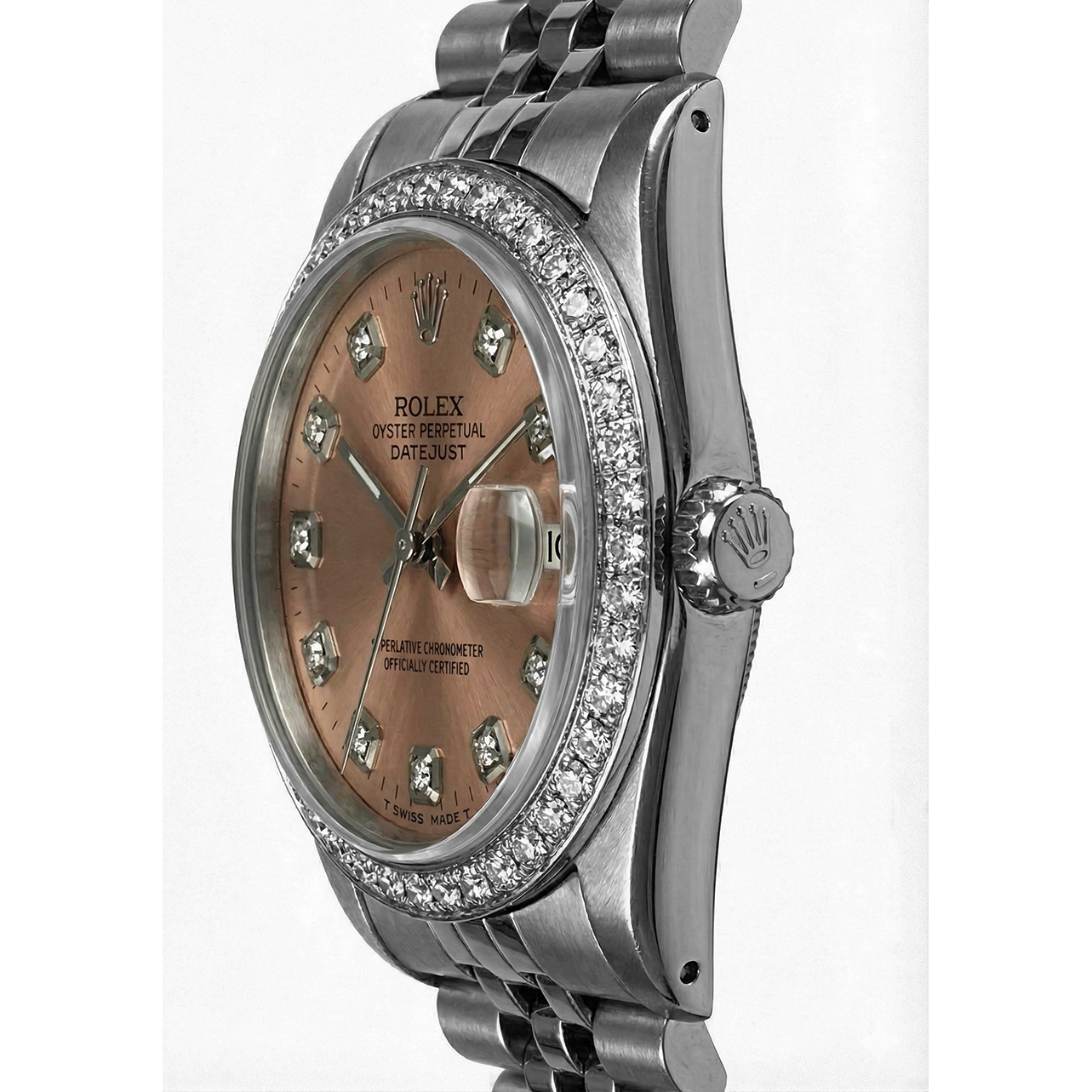 Rolex Datejust Edelstahl Uhr Rosa Zifferblatt Mittelgroße Rolex Rosa Zifferblatt Edelstahl