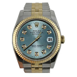 Rolex Datejust Für Herren, Blaues Edelstahl- und Golden-Jubiläum-Armband, Schnelleinstellung
