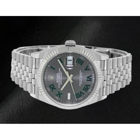 Rolex Datejust – Graue Wimbledon-Uhr mit römischem Zifferblatt, 36 mm, Edelstahl