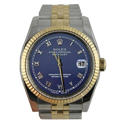 Rolex Datejust Herren Rolex Blau Römisch Zifferblatt Edelstahl & Gold Jubilee SCHNELLES EINSTELLEN